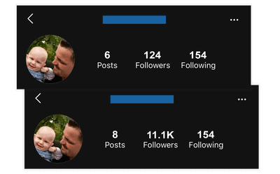 Before and after 10K free followers on instagram