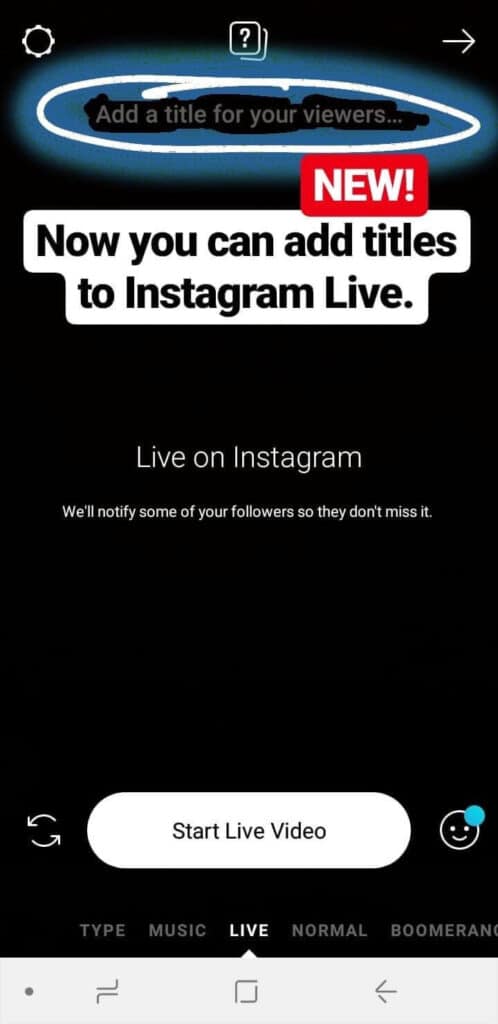 Instagram Live Title